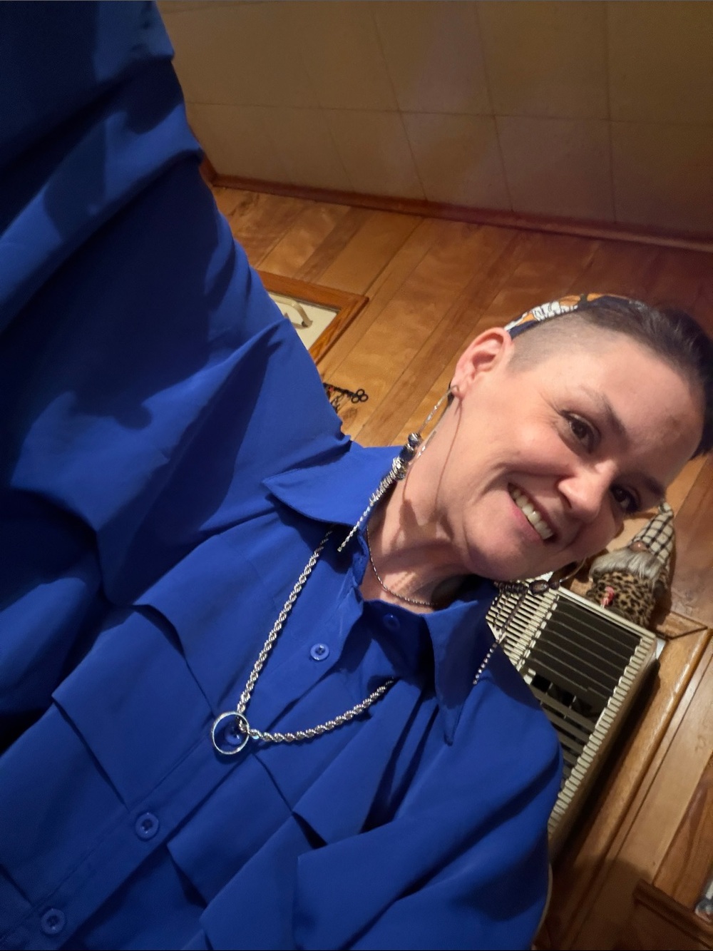 Amazon Royal Blue Button-Up Blouse